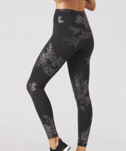 GLYDER GALLERY Athleisure SULTRY LEGGING BLACK & SILVER GLOSS LACE PRINT
