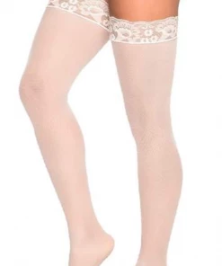 GRUPO ESPIRAL LLC Sexy Nightwear Collection MESH THIGH HIGH + WHITE