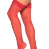 GRUPO ESPIRAL LLC Sexy Nightwear Collection MESH THIGH HIGHS RED