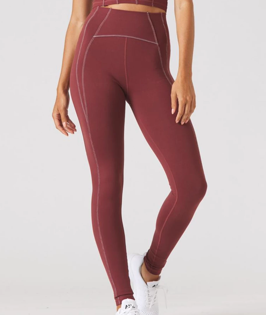 GLYDER GALLERY CONTRAST LEGGING MERLOT/WHITE Athleisure 3 GLYDER GALLERY CONTRAST LEGGING MERLOT/WHITE Athleisure