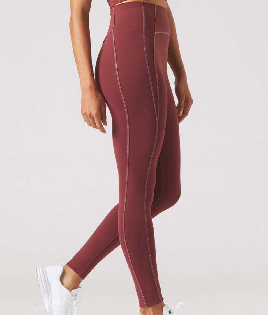 GLYDER GALLERY CONTRAST LEGGING MERLOT/WHITE Athleisure 4 GLYDER GALLERY CONTRAST LEGGING MERLOT/WHITE Athleisure