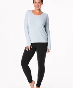 KICKEE PANTS SEASONAL Bamboo Lounge Collection WOMENS SOLID OPENBACK TOP PEARL BLUE