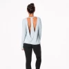 KICKEE PANTS SEASONAL Bamboo Lounge Collection WOMENS SOLID OPENBACK TOP PEARL BLUE
