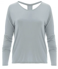 KICKEE PANTS SEASONAL Bamboo Lounge Collection WOMENS SOLID OPENBACK TOP PEARL BLUE