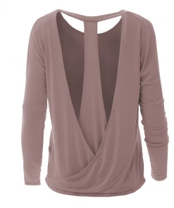 KICKEE PANTS SEASONAL WOMENS SOLID OPENBACK TOP ANTIQUE PINK