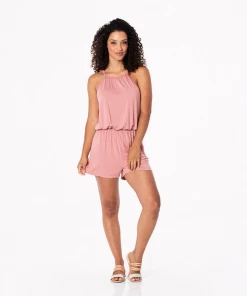 KICKEE PANTS SEASONAL Bamboo Lounge Collection WOMENS SOLID KEYHOLE ROMPER