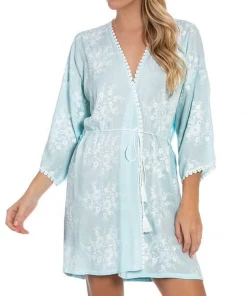 MGT INDUSTRIES BIRDSONG WRAPPER AQUA Sleepwear Collection