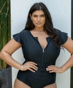 CAPRIOSCA SWIMWEAR FRILL ZIP UP ONE PIECE Swimwear Collection