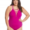 CAPRIOSCA SWIMWEAR LACE UP ONE PIECE MAGENTA