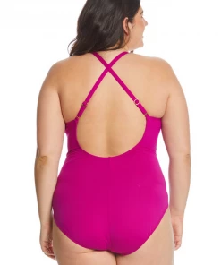 CAPRIOSCA SWIMWEAR LACE UP ONE PIECE MAGENTA