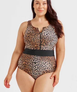 CAPRIOSCA SWIMWEAR LEOPARD ZIP FRONT ONE PIECE Swimwear Collection