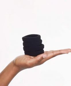 KIT SCH THICK ELASTICS 6 PC BLACK Final Clearance Sale