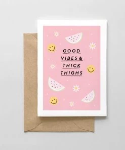 SPAGHETTI & MEATBALLS LLC GOOD VIBES & THICK THIGHS CARD Gifts