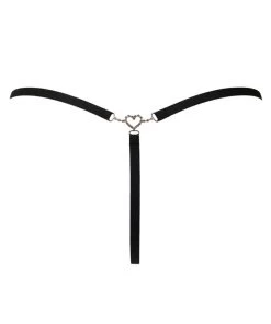 POUR MOI BLING IT ON HEART THONG BLACK