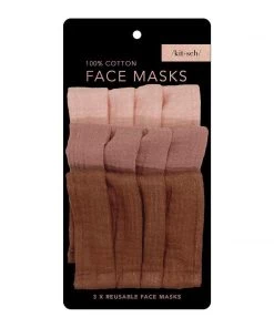 KIT SCH COTTON FACE MASK 3PC DUSTY ROSE Final Clearance Sale