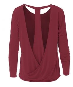 KICKEE PANTS SEASONAL Bamboo Lounge Collection OPEN BACK TOP BLACK & RED