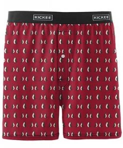 KICKEE PANTS SEASONAL MENS PRINT BOXER CRIMSON PENGUIN Final Clearance Sale