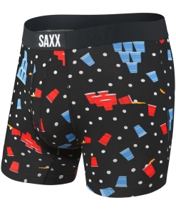SAXX UNDERWEAR Men's Underwear VIBE BOXER BRIEF BLACK BEER CHAM