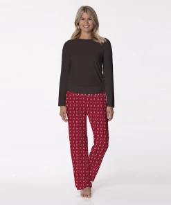 KICKEE PANTS SEASONAL WOMENS LOOSEY GOOSEY PJ CRIMSON PENGUINS Final Clearance Sale