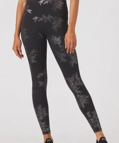GLYDER GALLERY Athleisure SULTRY LEGGING BLACK & SILVER GLOSS LACE PRINT