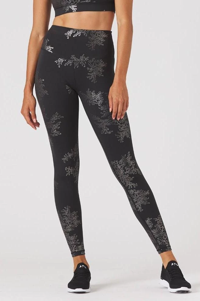 GLYDER GALLERY Athleisure SULTRY LEGGING BLACK & SILVER GLOSS LACE PRINT 3 GLYDER GALLERY Athleisure SULTRY LEGGING BLACK & SILVER GLOSS LACE PRINT