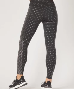 GLYDER GALLERY SULTRY LEGGING BLACK & SILVER WILDFLOWER LACE Athleisure