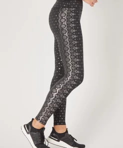 GLYDER GALLERY SULTRY LEGGING BLACK & SILVER WILDFLOWER LACE Athleisure
